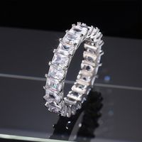 Wholesale Selling Never Fade Sparkling Luxury Ring Jewelry Princess Cut White Topaz CZ Diamond Promise Wedding Bridal Gift