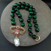 Wholesale Women s Green Tiger Eye Round Neck quot mm Gold Pendant Gram Stone Pearl Cz Plating