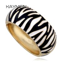 Wholesale Arrival Golden Plated Zebra Print Shape Round Bangle Cuff Bracelet for Women Party Prom Wedding Gift Jewelry Colors