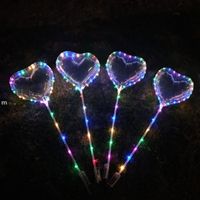 Wholesale Party Decoration Heart shaped LED Large Size Bobo Balloon With Inch Tow Bar Valentine s Day String Lights Balloons Colorful LLE124