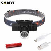 Wholesale Waterproof LED Headlamp XML T6 Zoomable Focus Headlight USB Rechargeable Head Head Torch Bicycle Light l69j