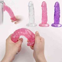 Wholesale Nxy Dildos Crystal Transparent Realistic Dildo with Suction Female Masturbation Penis Cock Sex Toys for Women Lesbian Adult Products