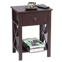 Wholesale Bedroom Furniture Nordic Simple Modern Brown Spray Paint Cross Type Single Suction Double Layer Nightstand table