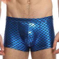 Wholesale Underpants Men Sexy Low Waist Boxer Shorts Fish Scale Bar Stage Nightclub Show Underwear Breathable Pants A50