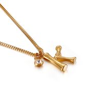 Wholesale stainless steel letters necklace gold plated luxury design initials pendant chain with zircon stone anti allergic K T