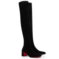 Wholesale Winter Women Boots Luxurious Brand Red Bottom Tall Boot Karitube Black Sheeskin Calfskin Genuine Leather Over knee Boot Wedding Party Dress