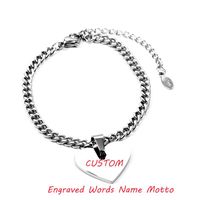 Wholesale Charm Bracelets Heart Metal Engraved Baby Name Bracelet Words Motte Nameplate Custom Thick Chains Dropshipped Stainless Steel Friendship Jew