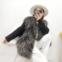 Wholesale OFTUBY Real Natural Silver Fox Fur Fur Winter Jacket Women Coats Knitted Sleeves Luxury Warm Outerwear Streetwear Fashion