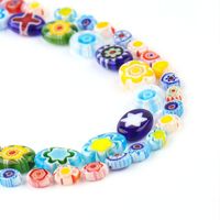 Wholesale 33 Millefiori Flower Lampwork Glass Oblate Loose Spacer Beads for Jewelry Making Crafts Beacelet DIY Necklace