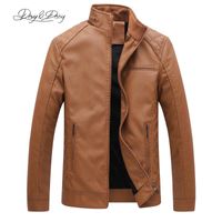 Wholesale Men s Jackets DAVYDAISY PU Leather Jacket Men Autumn Winter Stand Collar Zipper Casual Dress Coat Plus Size XL DCT