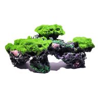 Wholesale Aquarium Coral Reef Decoration Resin Fish Tank Mountain Rock Landscape Ornament with Moss for Betta Sleep Rest Hide Play