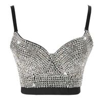 Wholesale Women Corset Top Sexy Bustier Silver Diamond Glitter Crop Top Rave Festival Clothing Night Club Party Female Tops
