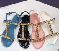 Wholesale Hot Sale Summer Sandals Rivets Flip Flat Heel Jelly Designers Have a logo Sandals Black white Pink blue