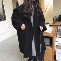 Wholesale Mid length Woolen Coat Trench Women Loose Plus Size Winter Brown Woman s and Jackets