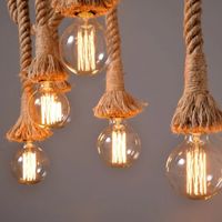 Wholesale Retro Hemp Rope Pendant Lights Vintage Rattan Ceiling Lamps Edison Led Hanglamp Home Kitchen Living Room Decoration Accesories