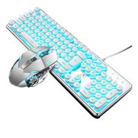 Wholesale Mechanical Gaming Keyboard and Mouse Combo Retro Steampunk Vintage Keyboard Key Wired USB Metal Panel Round Keycaps