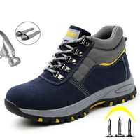 Wholesale Boots High top Shoes Work Boot Safety Steel Toe Men Anti puncture Winter Working Sneakers