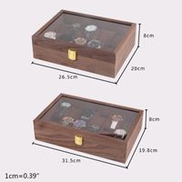 Wholesale Watch Boxes Cases Slots Vintage Wooden Box Clear Glass Window Lid Display Case Holder Earrings Necklace Ring Jewelry Organizer