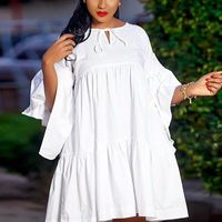 Wholesale Casual Dresses Summer Dress Women Elegant Fashion Lace Up Loose Shirt Plus Size Classy Office Ladies Short African