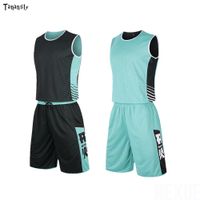 Wholesale Double side Reversible Men Basketball youth jersey uniform Suits Customize clothing Sports sleeveless T Shirt Women shorts sets