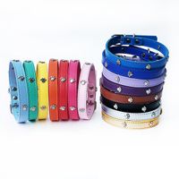 Wholesale lead small dog free puppy supplies pet paws leather collar golden retriever accessories e