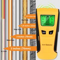 Wholesale 3 In Metal Detector Find Metal Wood Studs AC Voltage Live Wire Detect Wall Scanner Electric Box Finder Wall Detector