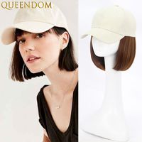 Wholesale Baseball Cap Hair Wig Inch Short Bob Wigs for Women Light Brown Synthetic Hat Wig African American False Hair Parrucca Cosplay