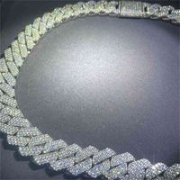 Wholesale Suitable for Daily wear Sier material mm mm wide Rows Moissnaite diamond necklace cuban link chain
