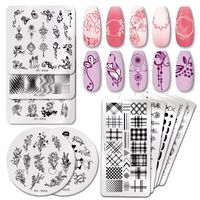 Wholesale PICT YOU Nail Stamping Plates Striped Line Flower Series French Nail Art Image Plate Stainless Steel Design Stencil Tools