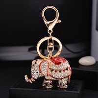 Wholesale Keychains Metal Elephant Car Key Chain Rhinestone Keychain Ring Holder For Women Girls Pendant Jewelry Gift CH3591