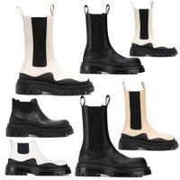 Wholesale 2021 AAAA Man Black Full Black Sole Bottega boot fashion luxury Tire Leather Chelsea booties Men platform chunky shoes lady Knight High boots designer boots