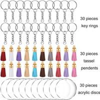 Wholesale Keychains Acrylic Keychain Blanks Kit With Key Rings Jump Round Clear Discs Circles Colorful Tassel Pendants For DIY Projects Crafts
