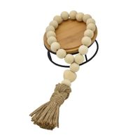 Wholesale Wooden Beads Garland with Tassels Rustic Heart Wall Hanging Decor Home Heart Wood Beads Tassel Hemp Rope Home Decor Wall Hanging KKA8345