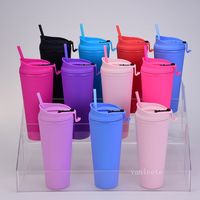 Wholesale Double layer Plastic Frosted Tumbler OZ Matte Plastic Bulk Tumblers With Lids for Outdoor Sport cup By sea T2I53245