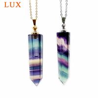 Wholesale Natural Fluorite Essential Oil Diffuser Perfume Bottle Pendant hexagon prism pointed Stone Necklace Graduation Bridesmaid gift G0927