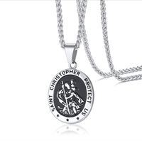 Wholesale Saint Christopher Medal Solid Sterling Silver Pendant Necklace with Chain Black Velvet Pouch Polishing Cloth Fine Jewelry Gift Box St Christopher