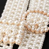 Wholesale Belts Pearls Beaded Wasit Chain Belt Dress Decoration Wide Waistbands Women Inlaid Pearl Girdle Hollow Out Square Round Buckle