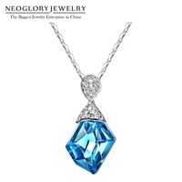 Wholesale Pendant Necklaces Neoglory Austria Crystal Rhinestones Blue Chain Pendants For Women Gift India Jewelry