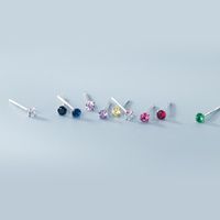 Wholesale MIQIAO Tiny Stud Earrings For Women Hypoallergenic Diamond Minimalism Silver Mini Single Drill Female Rhinestone Colorful