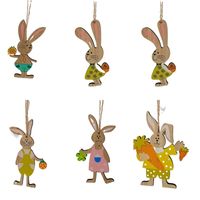 Wholesale 2022 Easter Cartoon Bunny Wooden Crafts Rabbit Home Party Door restaurant Wooden Ornament Pendant Gifts Mini Lovely Rabbit carrot Xams tree Props GT9EB4J
