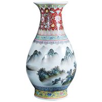 Wholesale Vases Jingdezhen Antique Ceramics Craft Collection Decoration Old Factory Porcelain Pastel Landscape Yu Hu Chun Vase Living Room