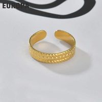 Wholesale Tire textured Open Ring k Gold fashion simple adjustment index finger ring titanium steel bracelet