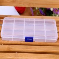 Wholesale 15 Compartment Plastic Clear Storage Box Small Box for Jewelry Earrings Toys Container RRD11097