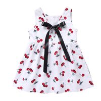 Wholesale Girl s Dresses Cherry Toddler Child Baby Girl s Summer Without Sleeves Bow Frenulum Prints Princess for Child Accessories for Children