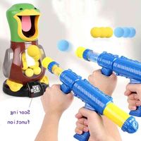 Wholesale 5444Funny Air Powered Safety Soft Gun Hit me Hungry Shooting Duck Electronic Game Target Bullet Kids Toy