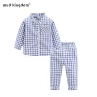 Wholesale Mudkingdom Boys Girls Long Sleeve Pajamas Set Collared Plaid Autumn Cute Toddler Pajama Kids Sleepwear Children Clothes Pjs