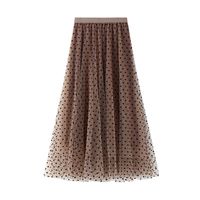 Wholesale Skirts Autumn Winter Woman Plus Size Maxi Tulle Skirt Polka Dot Saia De Tule Falda Larga Mujer Brown Gray Plain Color Faldas Aesthetic