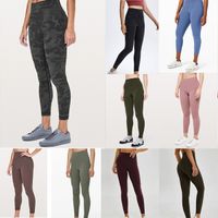 Wholesale lulu sports yoga outfits pants lu leggings women s high waist buttocks breathable nude align fitness pant quick drying clothes with pocket