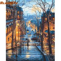 Wholesale Paintings RUOPOTY x75cm Frame DIY Painting By Numbers City Night Landscape Canvas Coloring Wall Art Picture For Home Decors