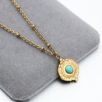 Wholesale Pendant Necklaces K Real Gold Plated Stainless Steel Golden Setting Stone Necklace For Women Jewelry Collar Party